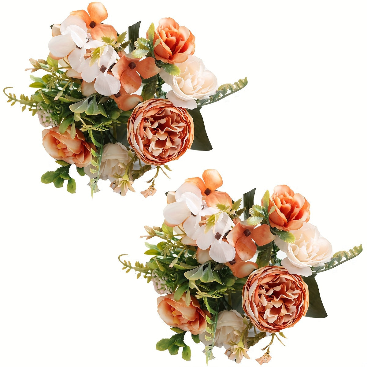 Elegant 2pcs Faux Peony & Rose Bouquets - Perfect for Home, Office, and Wedding Decor | No Battery Needed
