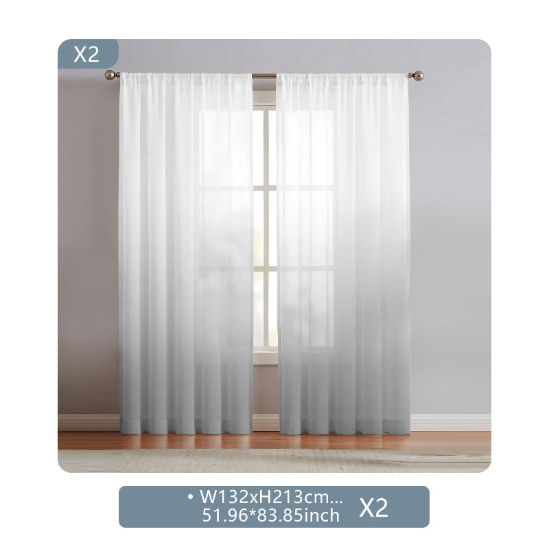 2 Panels Semi Sheer Gradient Color Curtains - Rod Pocket, Easy Hang, Light Filtering, Privacy Protection - For Living Room, Bedroom, Kitchen, Office, Study Decor