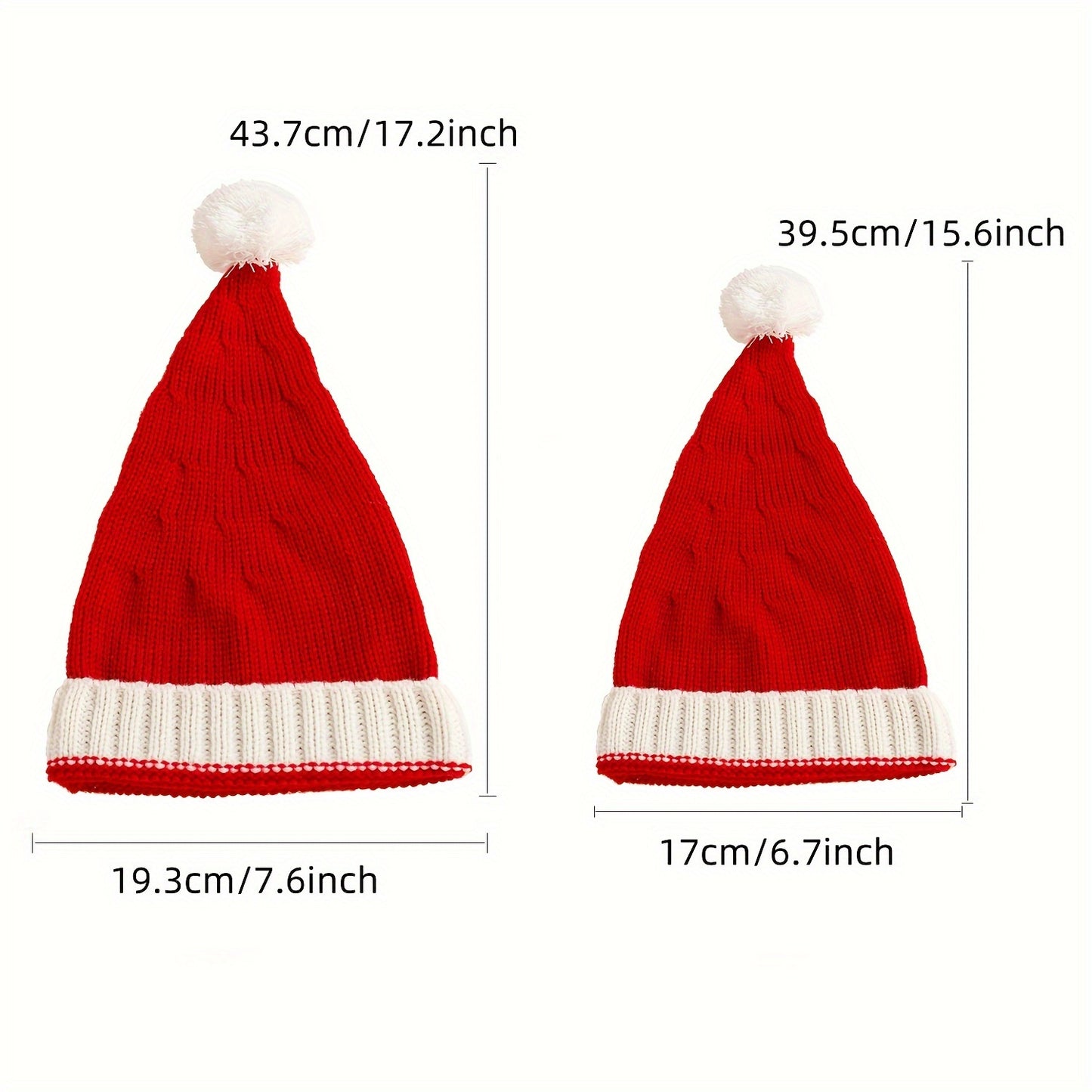 Cozy Family Matching Knit Beanie with Pom-Pom - Vintage Style, Acrylic Fiber, Red - Perfect for Christmas & Winter Warmth