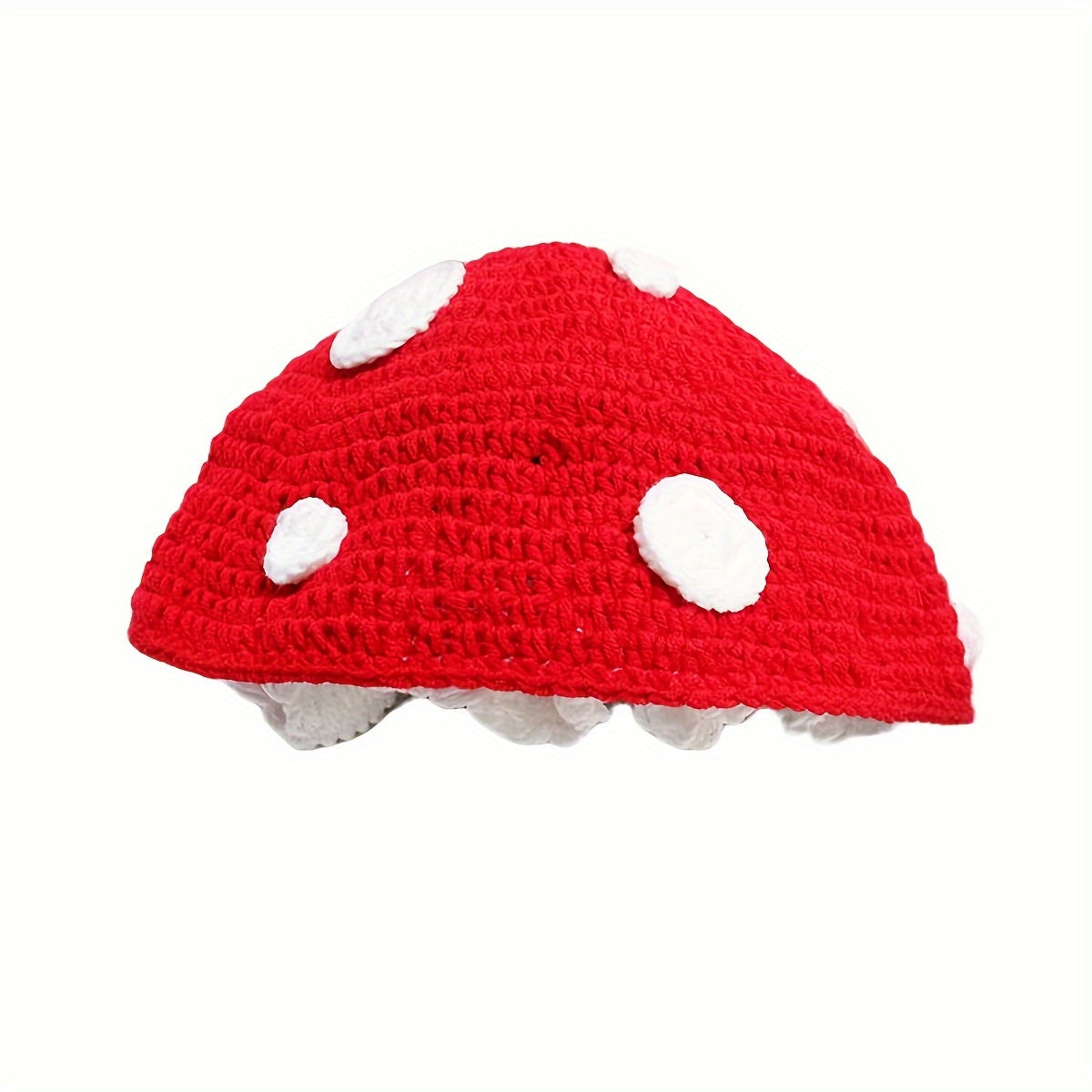 Large Oversized Red Mushroom Cartoon Beret Hat - Soft Lightweight Acrylic Elastic Drawstring Cap with Random Anime Print for Womens Daily Use - Perfect for Christmas Gift