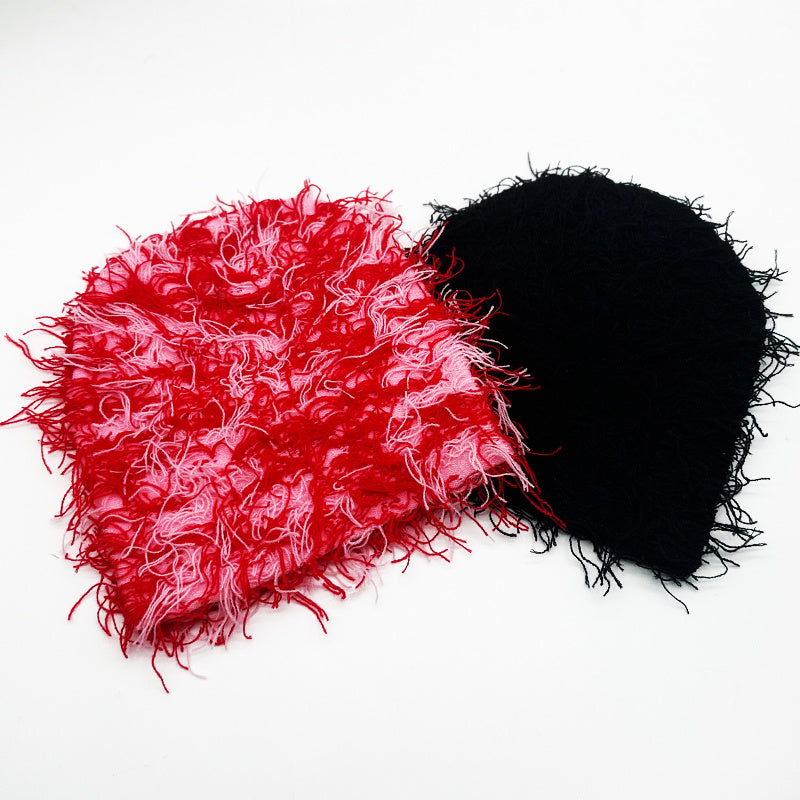 Buy 1 Get 1 Free, total of 2 pcs Stylish Fringed Long Hair Knit Barack Beanies - Soft, One Size Fit All, Unisex Skullies & Beanies for Gift Giving or Personal Use