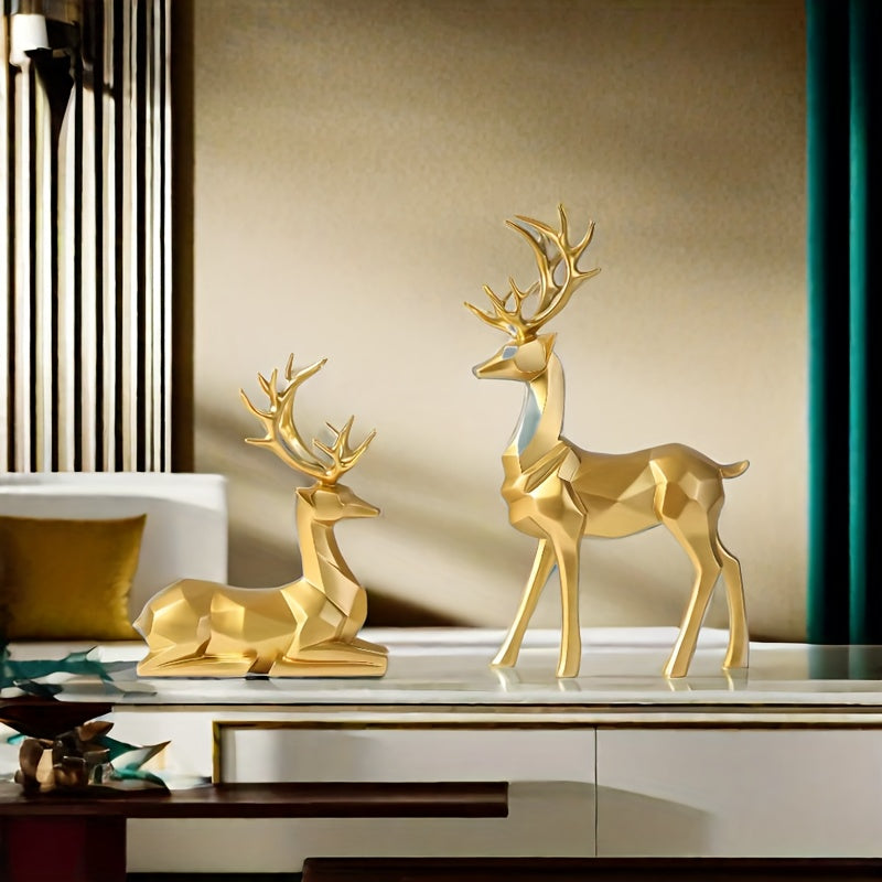 2pcs/set Reindeer, Christmas New Year Wedding Small Statue Decoration, Office Desk, Home Decoration Crafts, Room Decoration Reindeer and TV Cabinet Creative Deer Ornaments, Perfect Living Room and Warm Decoration Gift