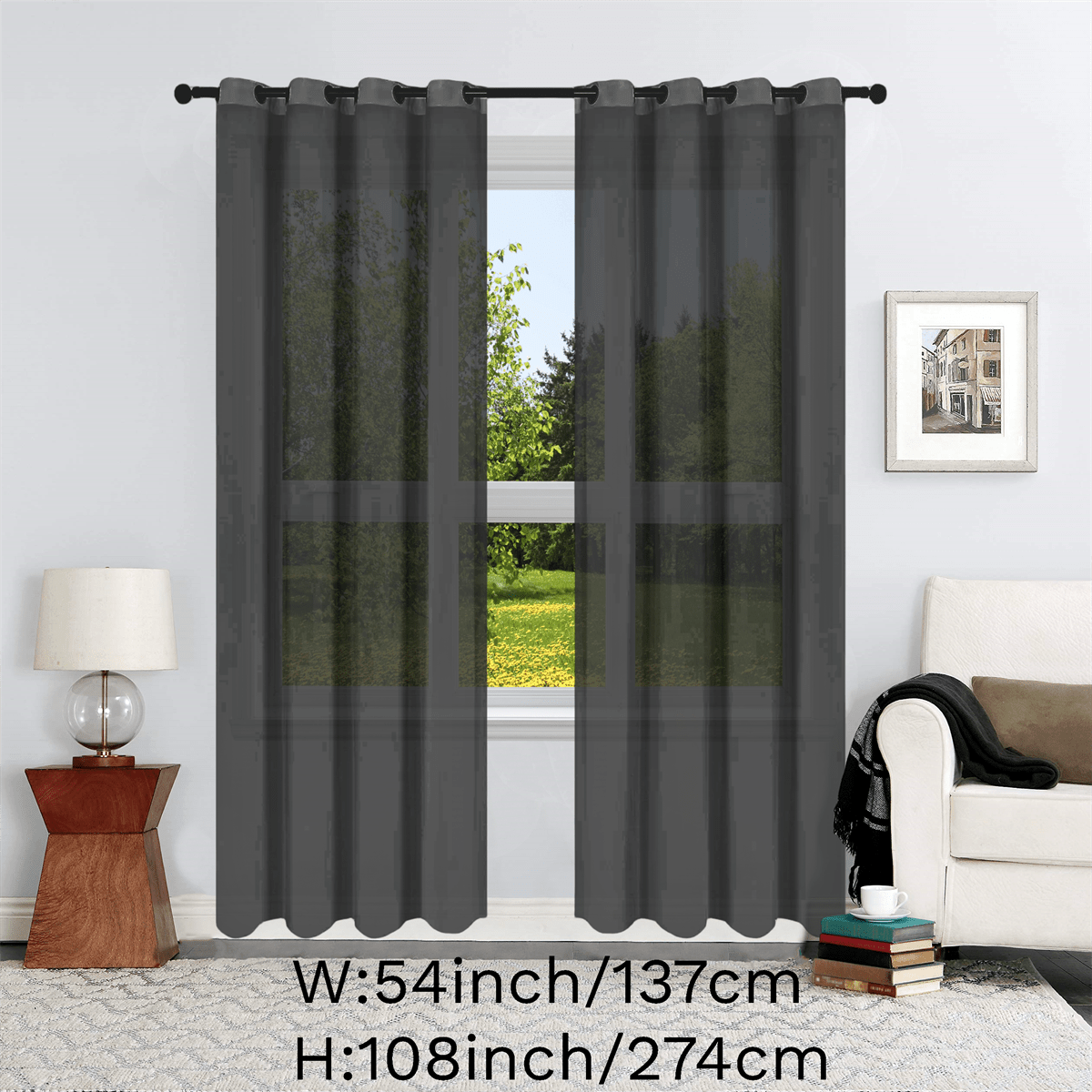 1pc Solid Lightweight Voile Sheer Curtain Panel - Soft, Light-Filtering, Grommet Top, Easy Hang - Perfect for Living Room, Dining Room Home Decor, Filtering Natural Light, Enhancing Interior Ambiance