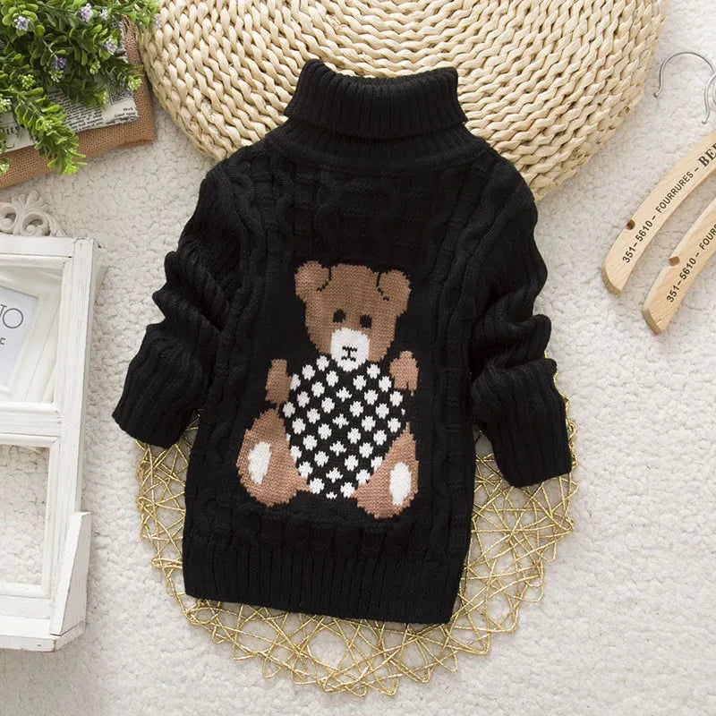 Pullover Baby Cartoon Bear Casual Basic Sweater Crewneck Thick Kids Slouchy Soft Warm Wool Clothing for Boys Girls Autumn Winter Sweaters 221115