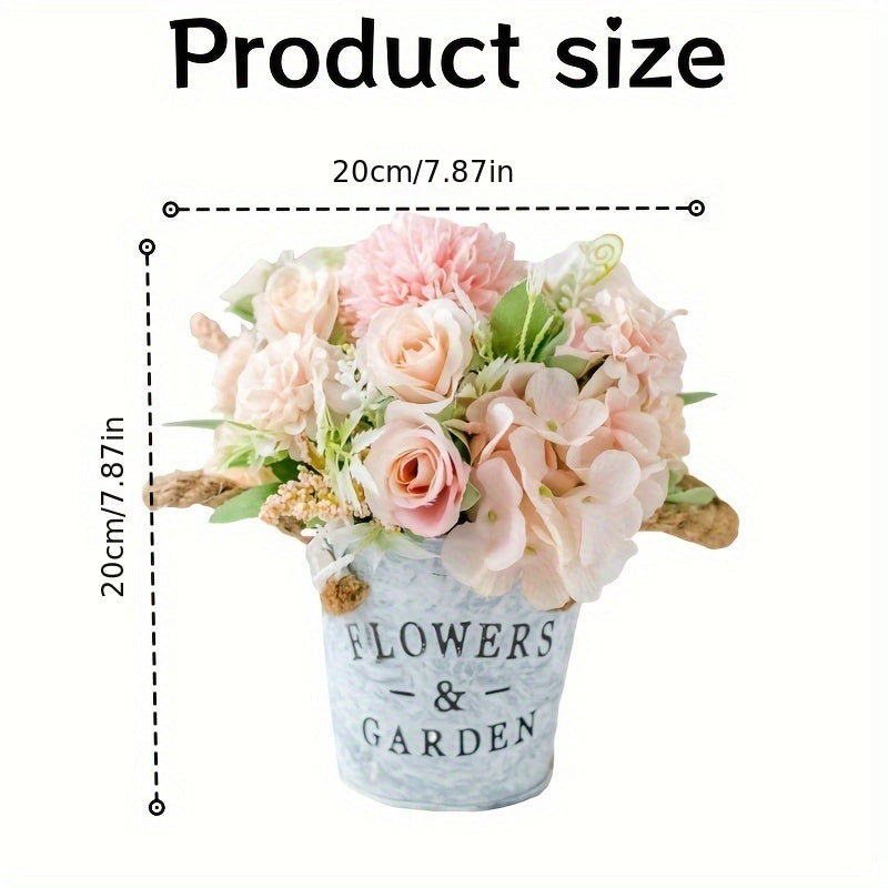 Charming Faux Rose Bouquet with Iron Vase - Perfect for Home Decor, Coffee & Dining Tables | Ideal for Halloween, Christmas, Thanksgiving & More