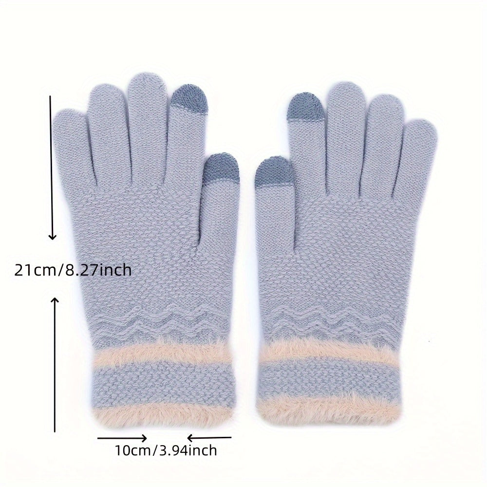 CozyTouch Gloves - Soft, Warm, and Water-Resistant Full Finger Knitted Gloves with Touch Screen Compatibility, Elastic Fitting, and Fleece Lining for Cold Weather Outdoor Activities - One Size Fits Most, Solid Colors