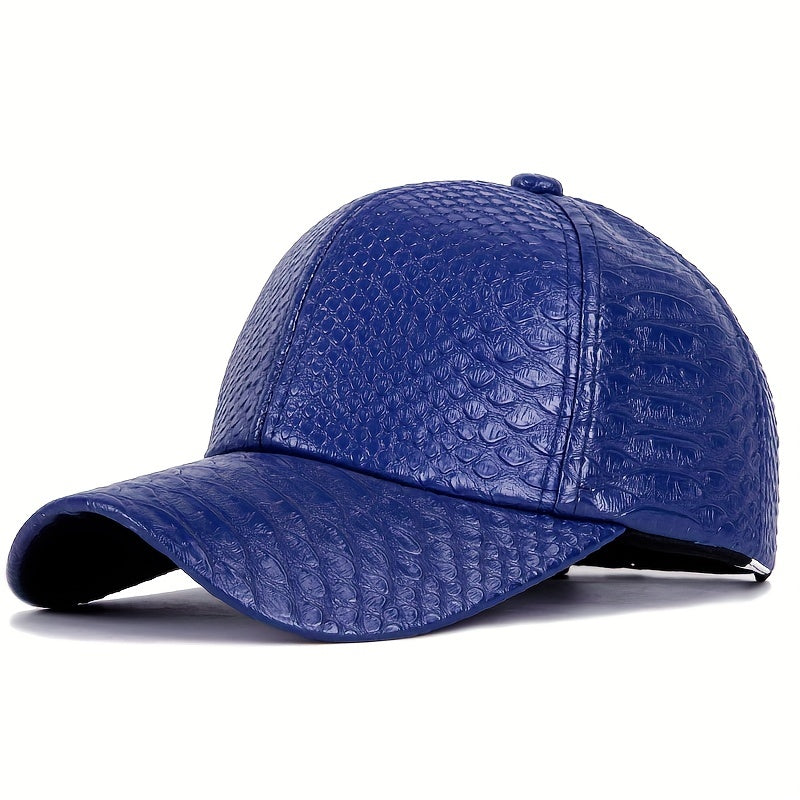 Stylish Crocodile Pattern PU Leather Baseball Cap - Lightweight, Non-Stretch, Hand Washable Street Hip Hop Sun Hat for Everyday Wear