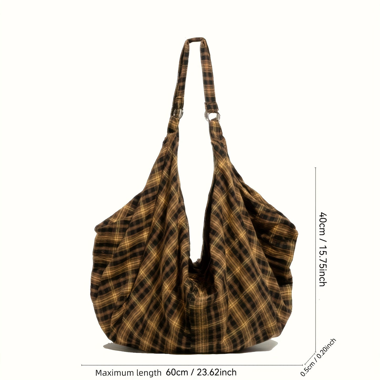Chic Rock-Inspired Plaid Canvas Backpack - Spacious & Versatile for Work or Casual Outings, Durable Shoulder Straps, Zip Closure