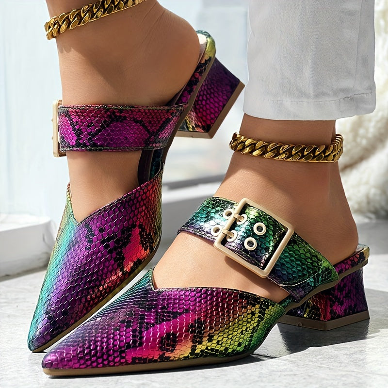 Chic Womens Mary Jane Shoes - Fashionable Solid Color, Slip-On Buckle, Pointed Toe, Block Heel, Elegant & Comfortable Design
