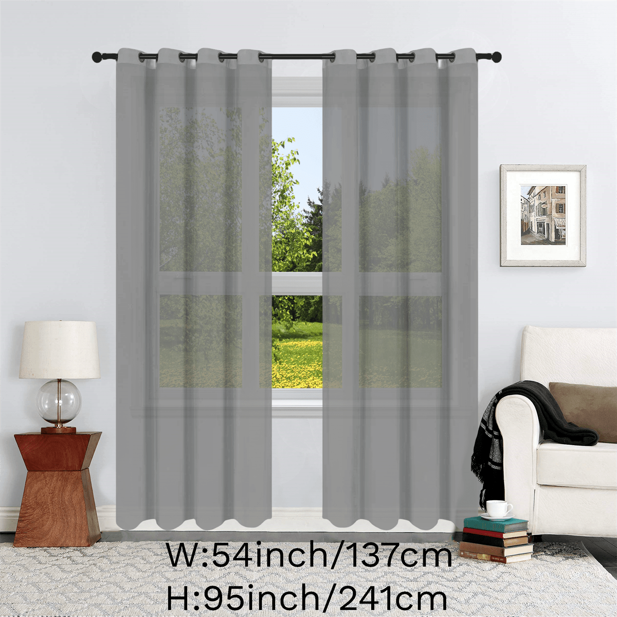 1pc Solid Lightweight Voile Sheer Curtain Panel - Soft, Light-Filtering, Grommet Top, Easy Hang - Perfect for Living Room, Dining Room Home Decor, Filtering Natural Light, Enhancing Interior Ambiance