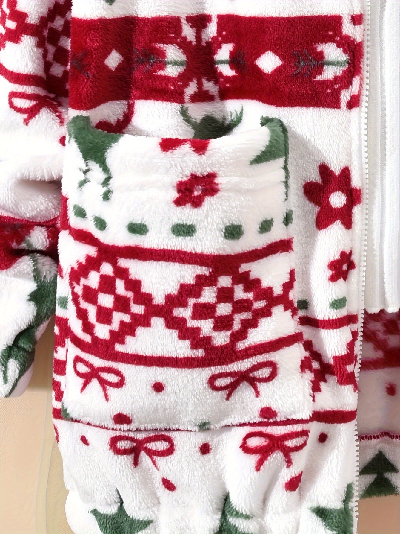 Kiddibuddy Cozy Festive Hooded Cardigan - Soft, Plush, Long Sleeve, Machine Washable, Perfect for Fall and Winter Seasons, Girls' Favorite Christmas Print Design