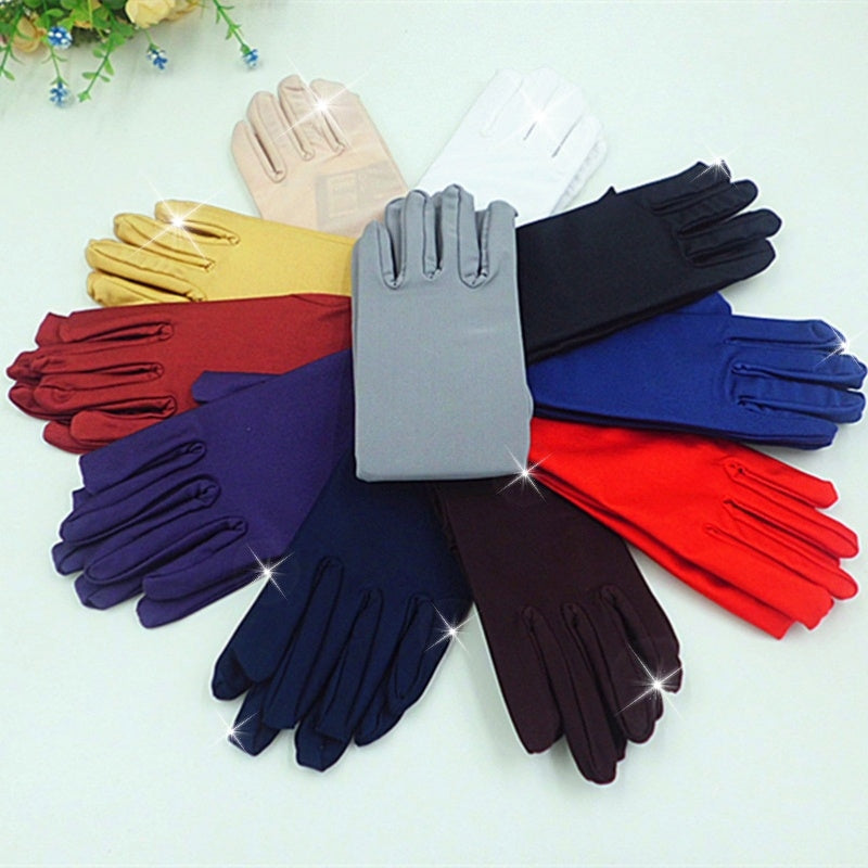 Minimalist Solid Color Etiquette Gloves Short Elastic Warm Split Finger Gloves Autumn Winter Casual Outdoor Riding Gloves