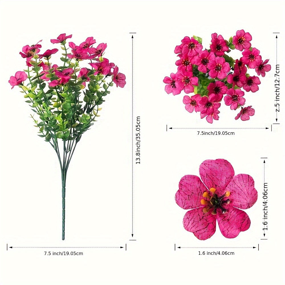 12-Bundle UV Resistant Artificial Silk Daisy & Eucalyptus Arrangement - Lush, Realistic Outdoor Decor for Spring - Ideal for Flower Pots, Porch, Patio, Window, & Yard Enhancements