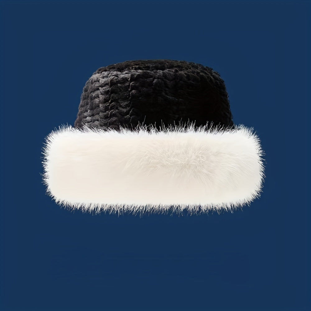 1pc Ultra-Warm Furry Fisherman Hat with Luxurious Plush Lining - Windproof, Soft & Comfortable - Adorable Buckle Design - Perfect Winter Accessory & Christmas Gift
