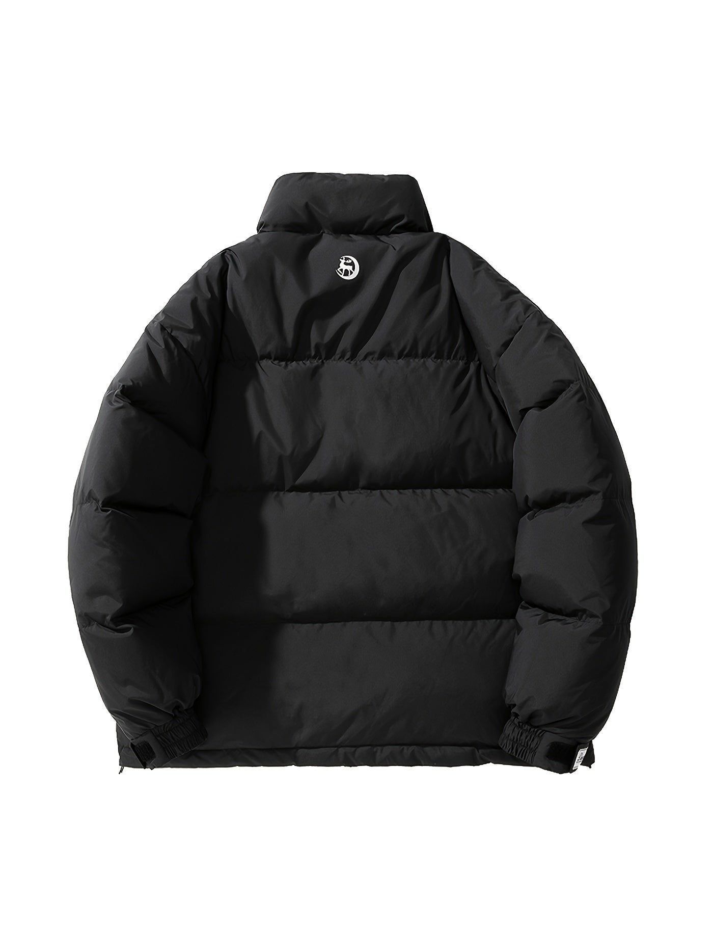 Men's Loose Solid Down Jacket With Pockets, Casual Breathable Lapel Zip Up Long Sleeve Warm Outwear For Winter Outdoor Activities