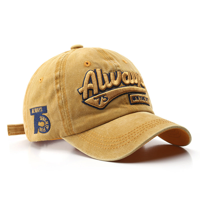 Men's Retro Baseball Hat Pattern Charms Embroidery Baseball Cap Sunshade Hat Spring And Autumn Male Character Street Baseball Cap