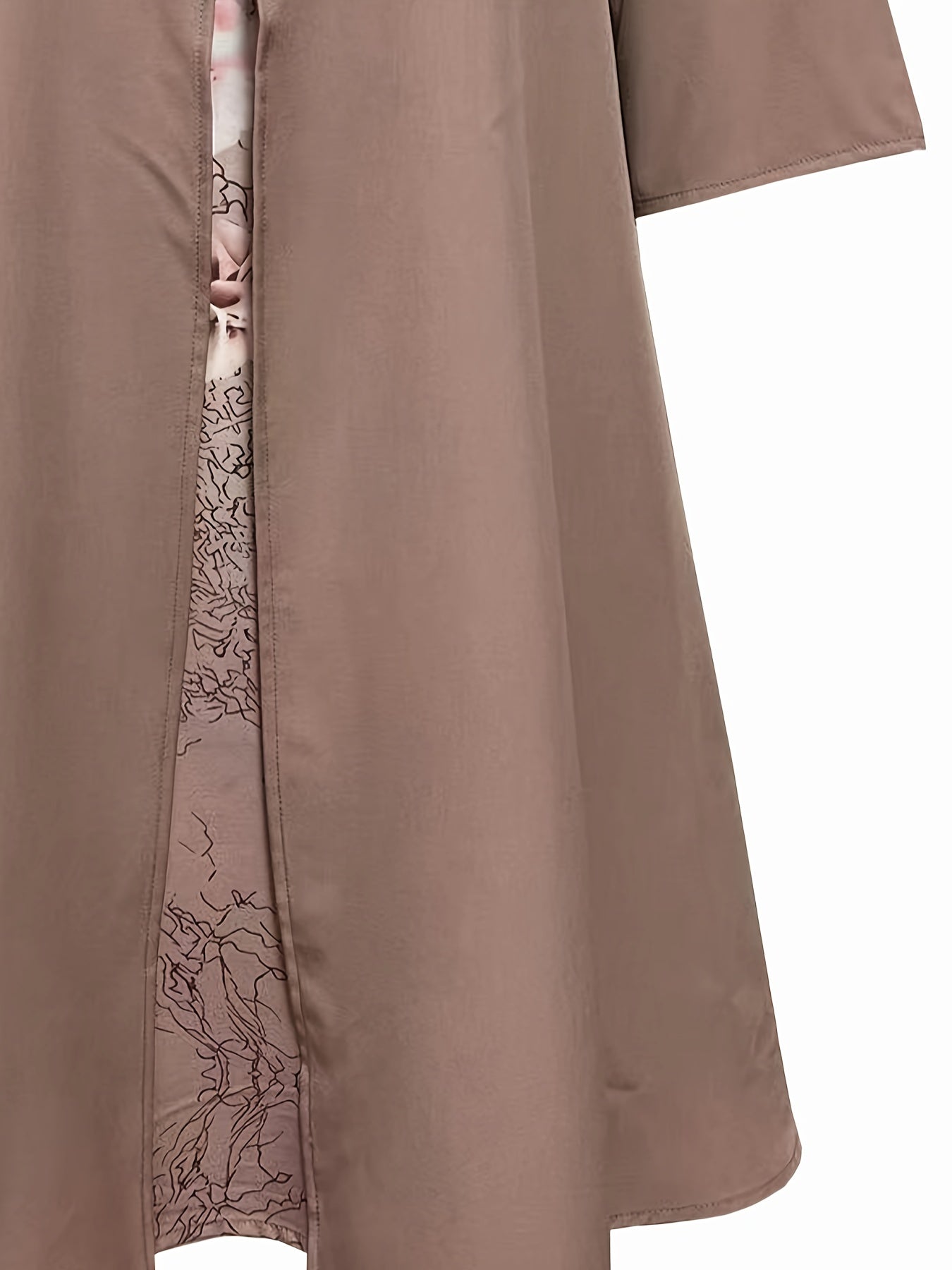 Elegant Women's Spring/Fall Two-Piece Set: Non-Sheer Crew Neck Floral Dress & Versatile Open Cardigan - Easy Maintenance Outfit