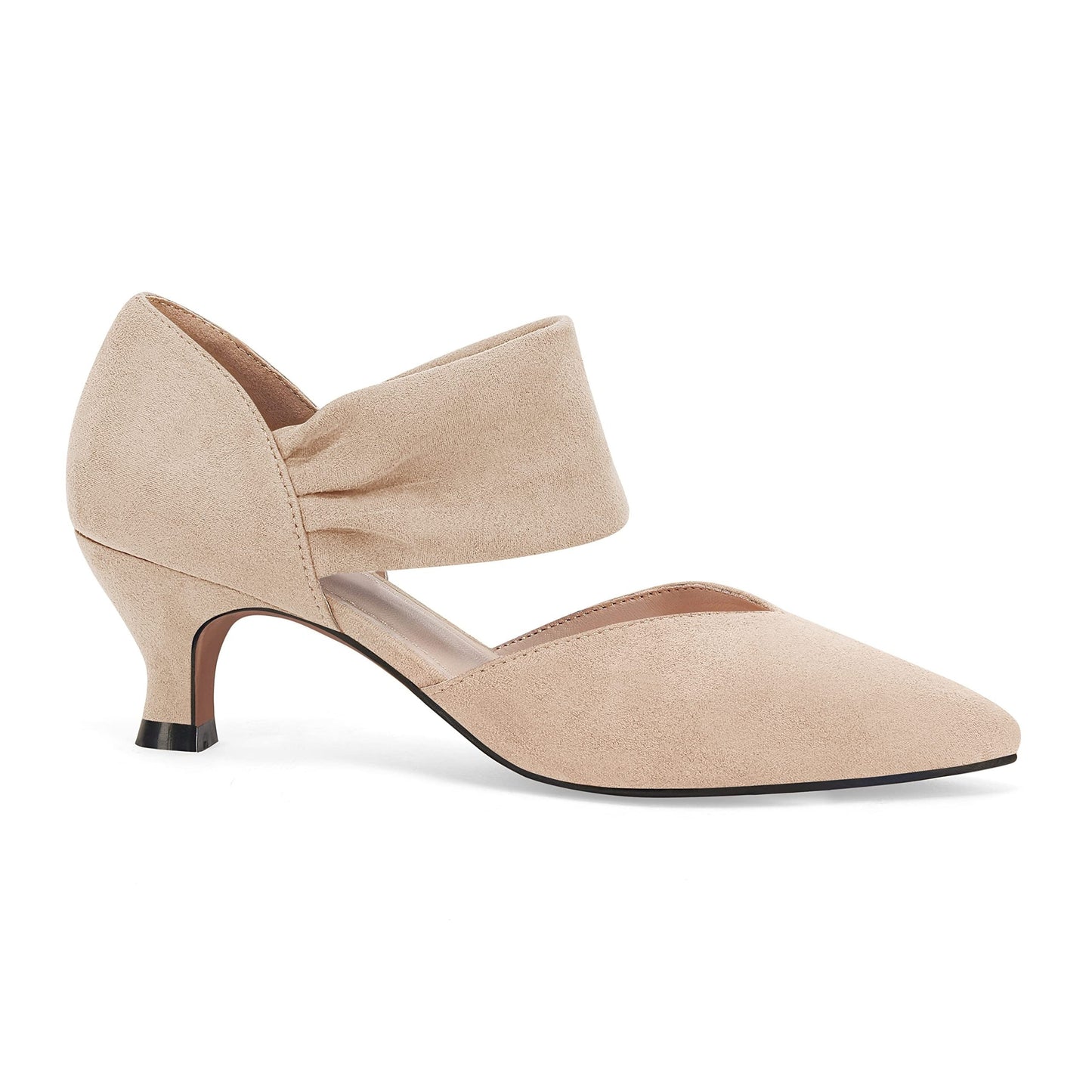 Chic Ankle-Strap Pumps - Low Heel, Pointed Toe, Comfortable Fit for Wedding & Parties