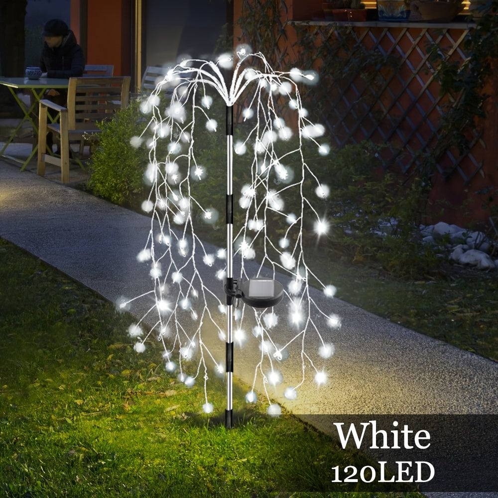 1pc Solar-Powered Firecracker Fireworks Lights - 120/200 LEDs, 8 Vibrant Modes, Durable, Energy-Efficient, Perfect for Patio, Garden, Pathway, Party, Camping, Picnic, Christmas, Ramadan, Halloween Decorations
