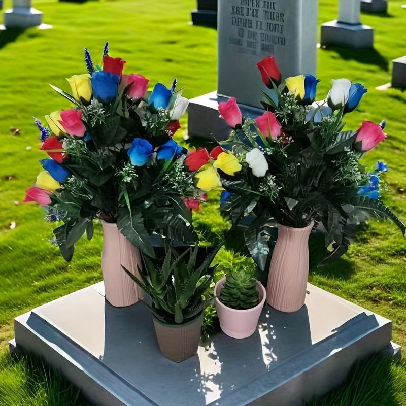 Elegant Artificial Rose Graveyard Flowers - Perfect for Memorials, Funerals & Cemetery Decor