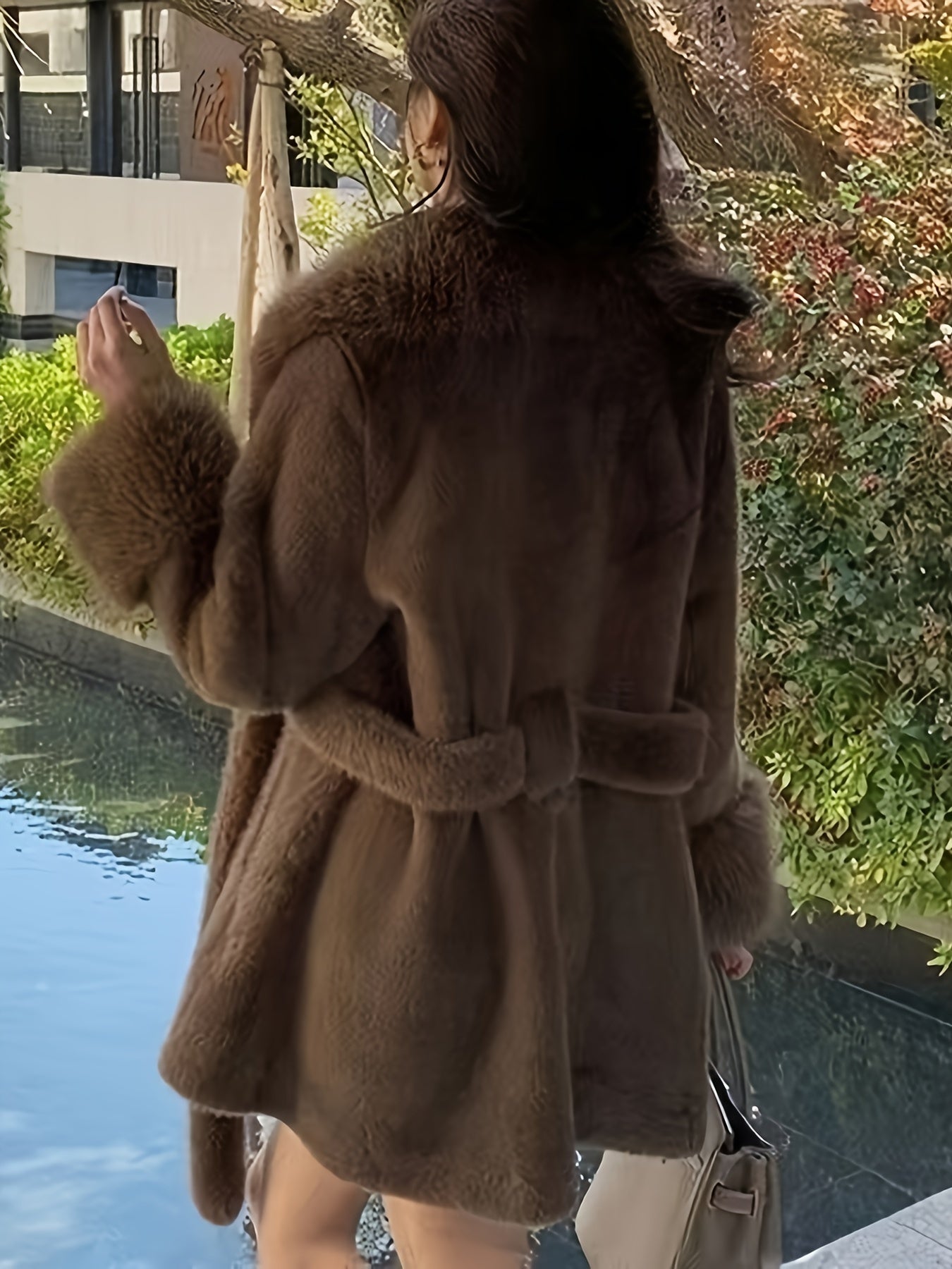 Chic Teddy Coat - Soft, Thermal, Fluffy, Belted, Lapel, Long Sleeve, Water-Resistant, Windproof, Fall & Winter Essential - Women's Clothing for Cold Weather