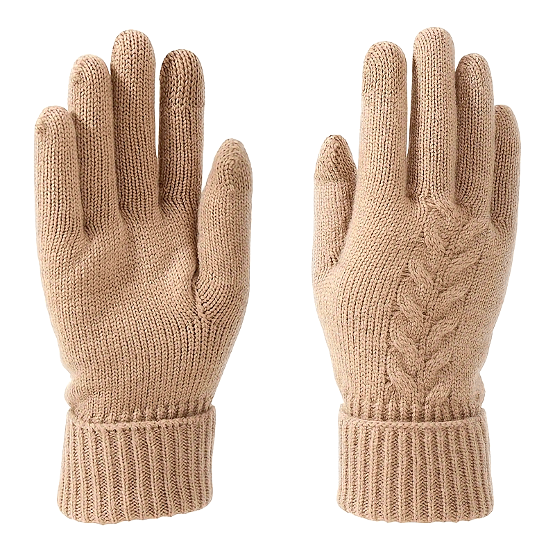 Touch Screen Winter Gloves for Women - Full Finger Knitted Acrylic Thermal Gloves with Thick Fleece Lining, Elastic Cuff, Warm and Decorative for Outdoor Activities