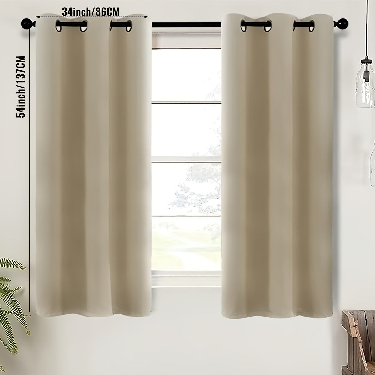 2-Piece Blackout Valance Panels - Room Darkening, Grommet Top, Half Window Treatment for Kitchen, Bathroom, Basement, Living Room, Office - Easy Home Decor Solution
