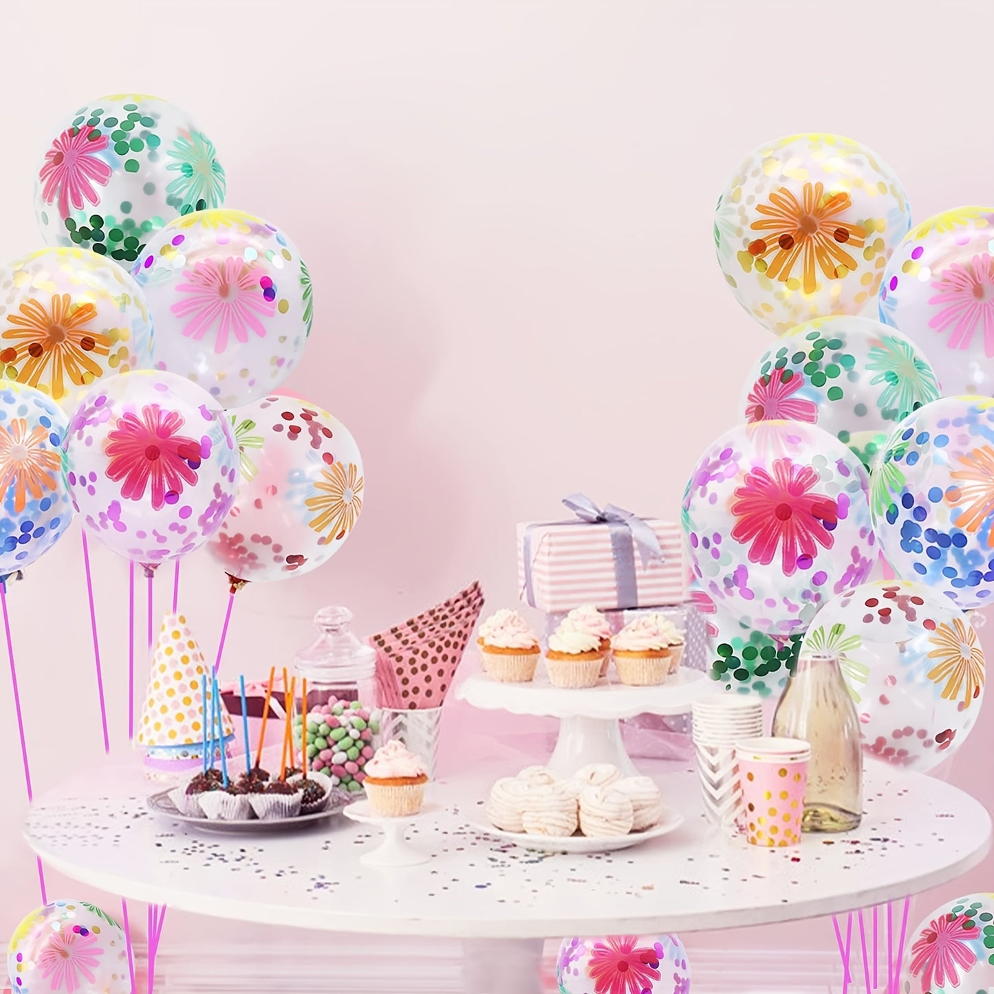 11pcs, 12 Inches Colorful Flower Balloon Birthday Party Balloons Decorations Luau Party Decoration Tropical Themed Party Supplies Tea Party Decoration Garden Decor Jungle Beach Party Decoration