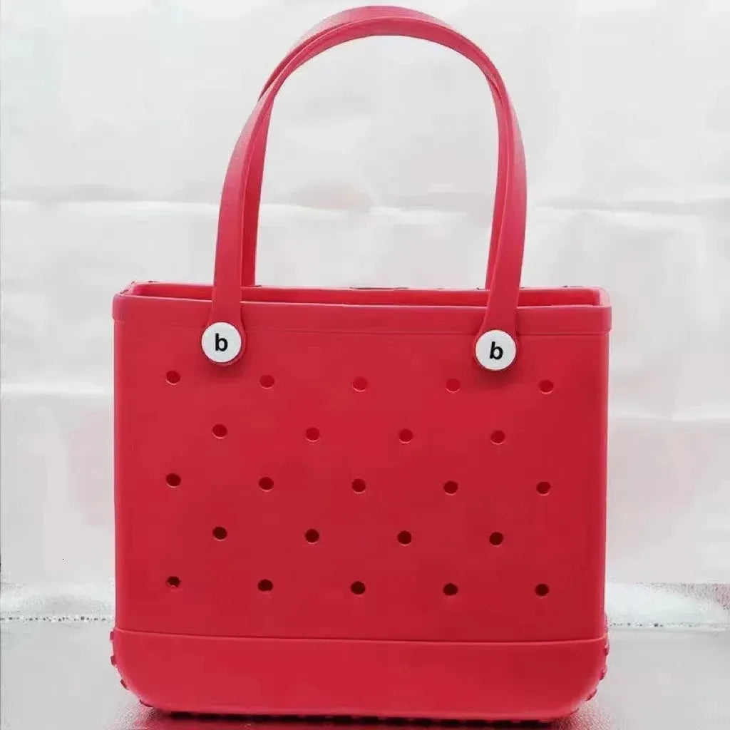 Large Boggs Beach Bag Baseball Summer Rugby EVA Beach Basket Womens Picnic Handbag Hole Waterproof Handbag Shoulder Bag 240529