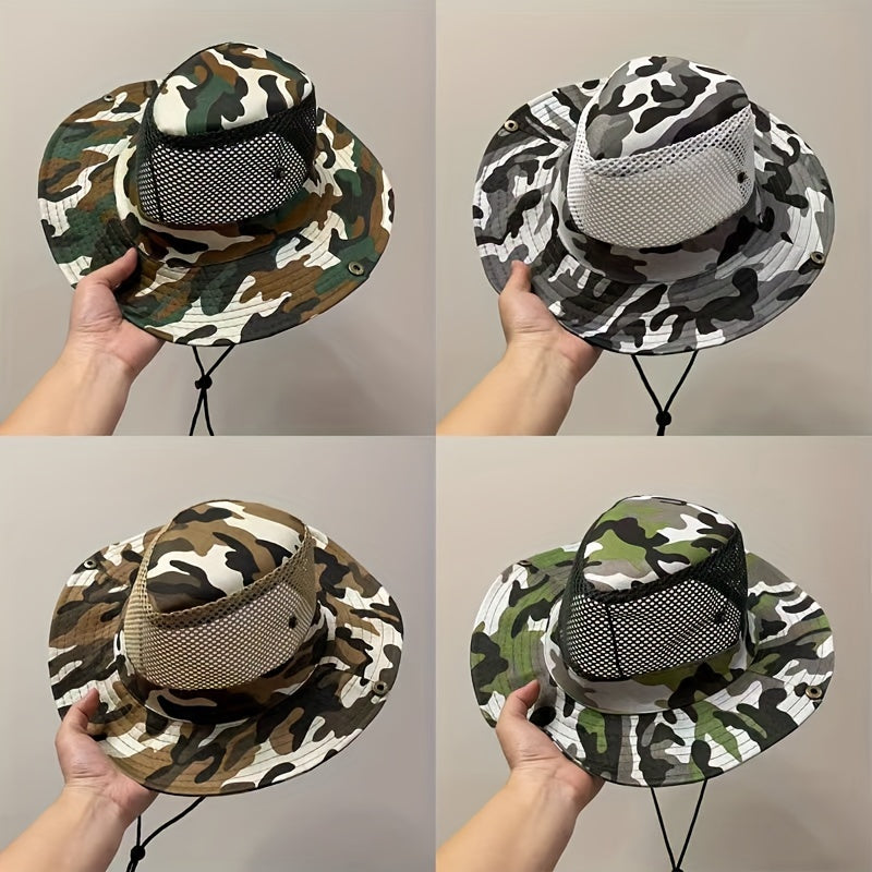 Large Brim Camouflage Sun Hat for Men - Ultimate Outdoor Protection with Cool and Handsome Style - Woven, Hand Washable, Ideal for Fishing, Work, Dry Farming, and Fisherman Activities