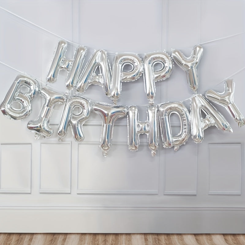 13pcs Golden Foil Letter Balloons Set - Luxurious Happy Birthday Decoration, Photo-Ready Party Supplies, Aesthetic Room Decor, and Festive Party Decorations - Perfect for Celebrations and Special Occasions