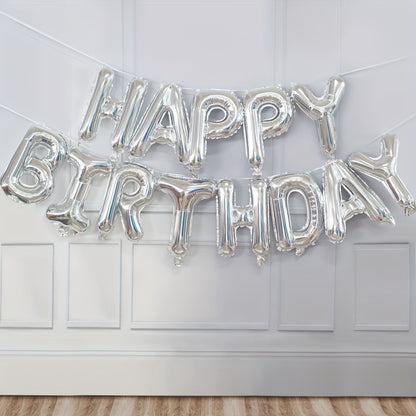 13pcs Golden Foil Letter Balloons Set - Luxurious Happy Birthday Decoration, Photo-Ready Party Supplies, Aesthetic Room Decor, and Festive Party Decorations - Perfect for Celebrations and Special Occasions