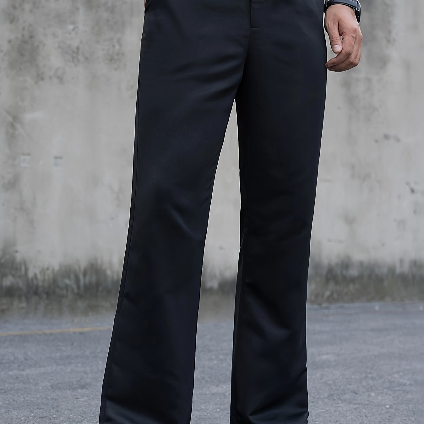 Stylish Vintage Fit Flare Dress Pants for Men - Loose Fit, Solid Color, Casual Bottoms for All Seasons Formal Wear, Comfortable and Versatile
