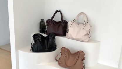 [Fast Arrival] Luxurious Soft Tote Bag - Large Capacity Women's Shopper Bag for Travel and Daily Use - High-Quality Black Zipper Fashion Bag with Portable Design and Solid Color