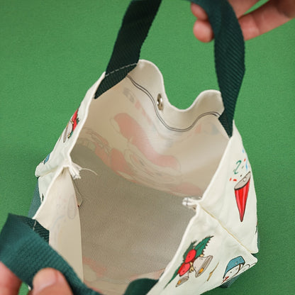1pc Festive Canvas Tote Bag, Merry Christmas & Happy New Year 2025 Design, Santa Claus & Reindeer Print, Holiday Gift & Grocery Handbag, Uncharged, Durable Material