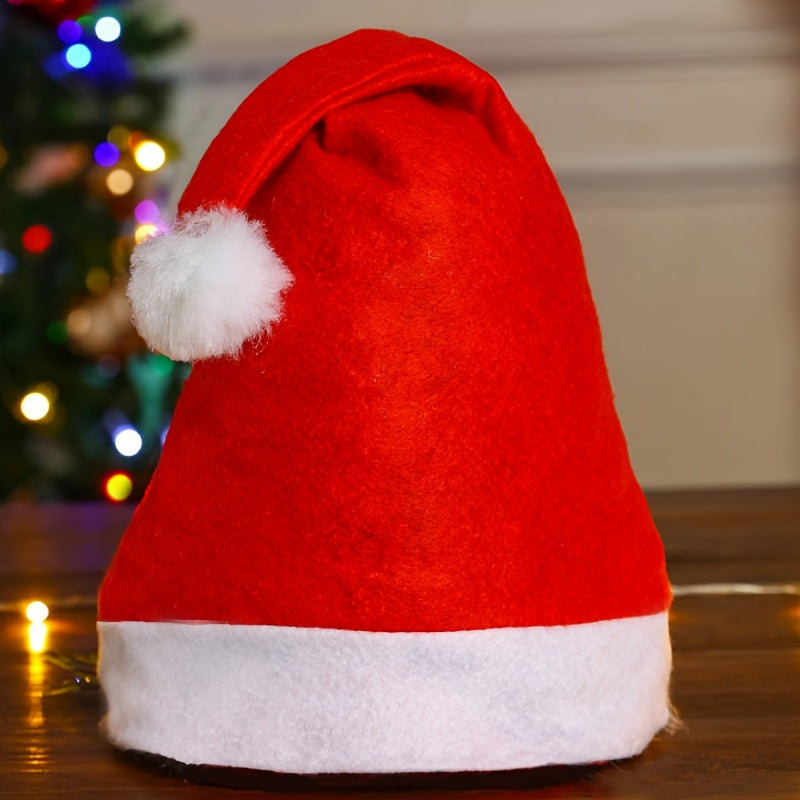 Christmas Santa Hat with Cartoon Design - Polycotton, No Feathers, Hand Wash Only - Festive Party Headwear, Non-Electric Holiday Gift & Decoration for Home and Celebrations