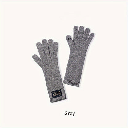 1 Pair Autumn And Winter Knitted Warm Gloves, Women's Outdoor Plus Velvet Thickened Windproof Coldproof Touch Screen Warm Gloves
