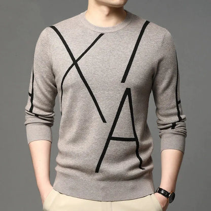 Men's Sweaters high-end brand designer winter wool Pullover fashion black sweater men's geometric printing knitted casual men's wear 231021