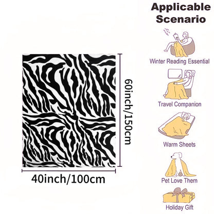 1pc Zebra Pattern Printed Flannel Blanket, Cozy Soft Throw Blanket For Couch Bed Sofa Camping Travelling, Multi-purpose All Season Blanket Gift For Adults, Christmas Birthday Gift