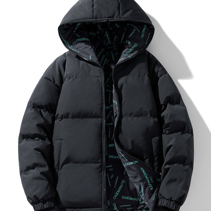 Men's Casual Reversible Padded Jacket, Warm Thick Coat For Fall Winter