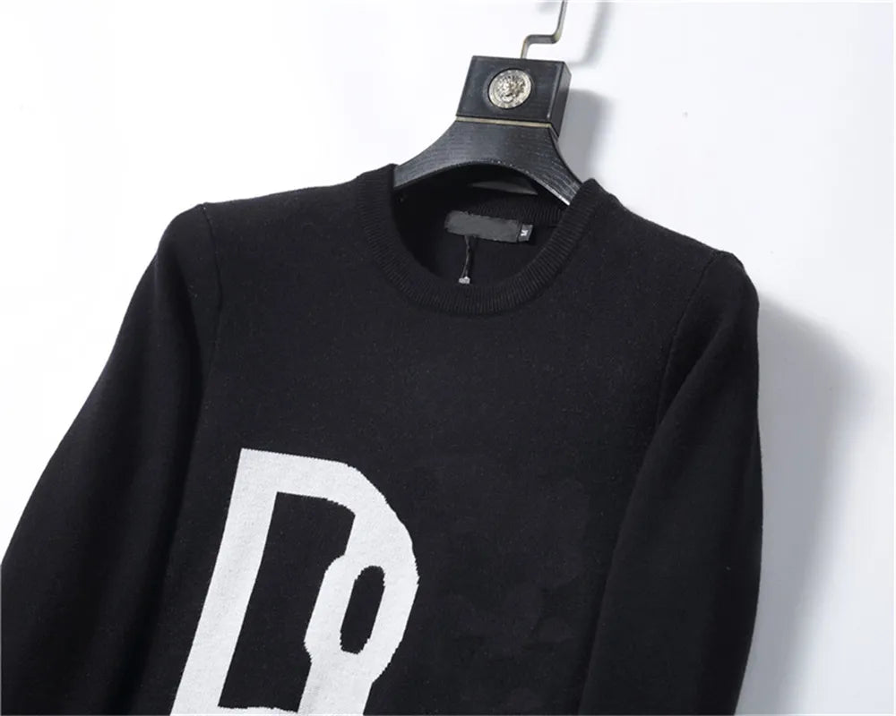 Designer Sweater Man for Woman Knit Crow Neck Womens Fashion Letter Black Long Sleeve Clothes Pullover Oversized Blue Top M-3XL A1