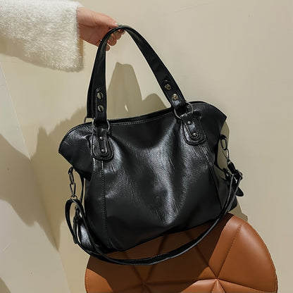 [Fast Arrival] Luxurious Soft Tote Bag - Large Capacity Women's Shopper Bag for Travel and Daily Use - High-Quality Black Zipper Fashion Bag with Portable Design and Solid Color