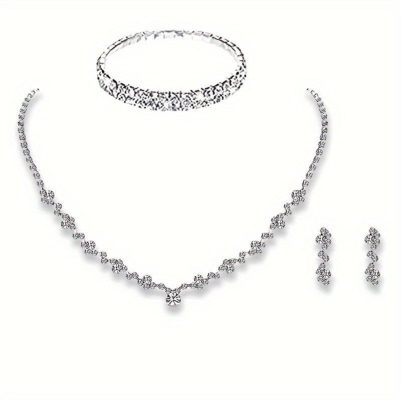 Glittering Evening Clutch Set - Sparkling Purse, Stylish Handbag, Dazzling Earrings, Delicate Necklace, Chic Bracelet - Perfect for Women, Carnaval, Wedding, Music Festival, Classic Style