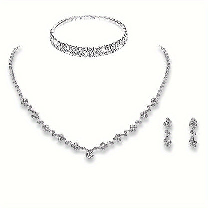Glittering Evening Clutch Set - Sparkling Purse, Stylish Handbag, Dazzling Earrings, Delicate Necklace, Chic Bracelet - Perfect for Women, Carnaval, Wedding, Music Festival, Classic Style