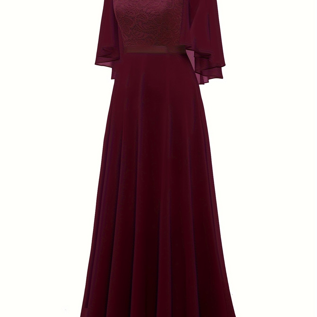 VAKKV Timeless Solid Lace Aline Bridesmaid Dress - Chic Crew Neckline, Flattering Wedding Party Gown - Premium Womens Fashion