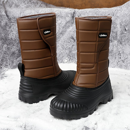 Men's Winter Snow Boots - High Shank, Insulated PU, Rubber Sole, Suitable for All Men