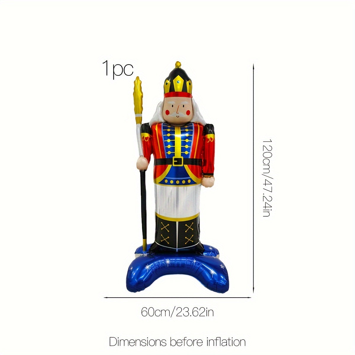 Christmas Nutcracker Balloon 3D Stand-Up Giant Decoration - Festive Aluminium Film Inflatable Balloon for Holiday Decor, Christmas Party Accessories, 14+ Age Group, 1 Pc Pack