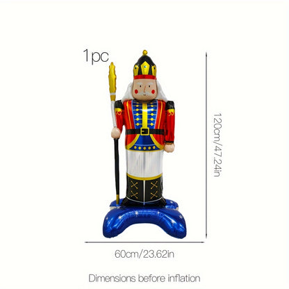 Christmas Nutcracker Balloon 3D Stand-Up Giant Decoration - Festive Aluminium Film Inflatable Balloon for Holiday Decor, Christmas Party Accessories, 14+ Age Group, 1 Pc Pack