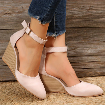 Chic Womens DOrsay Wedge Sandals - Stylish Pointed Toe, Adjustable Ankle Strap, Fashion Platform, Sky-High Heels - Perfect All-Match Going Out Shoes for Any Occasion
