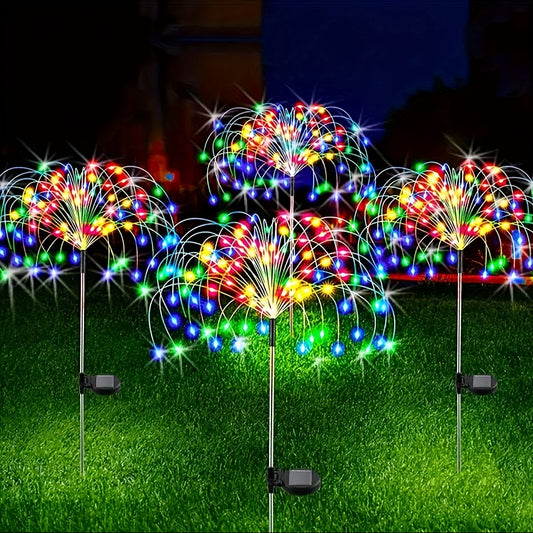 1pc 200LEDs Solar Fireworks Lights Outdoor Solar Garden Lights Outdoor 8 Lighting Modes With Remote Control 60/90/150 LED DIY Starburst Fairy Lights For Patio Christmas Party Yard Decorative Halloween Decorations Light Outdoor
